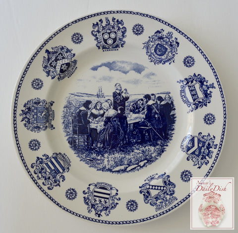 Blue and White Historical Staffordshire Transferware Plate Pilgrim Fathers and The First Thanksgiving (Copy)