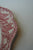 Pink / Red Transferware Square Shape Plate Colonial Times - Going to Church - Historical - Pilgrim / Thanksgiving Dinnerware