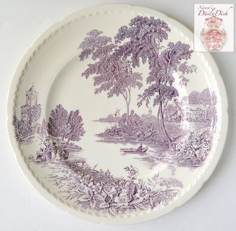Swinnertons The Ferry Purple English Transfer Ware Plate Scenic Ferry Roses Cottage