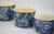 Set of 5 Blue English Ironstone Chintz Transferware Nesting Measuring Bowls w/ Flowers- Farmhouse Kitchen Decor