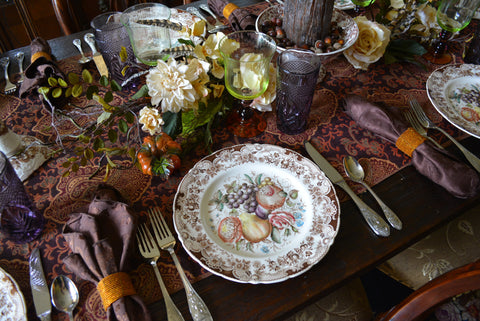 Johnson Brothers Brown Transferware Plate Harvest Fruit Windsor Ware - Beautiful Thanksgiving Fall / Autumn Dinnerware