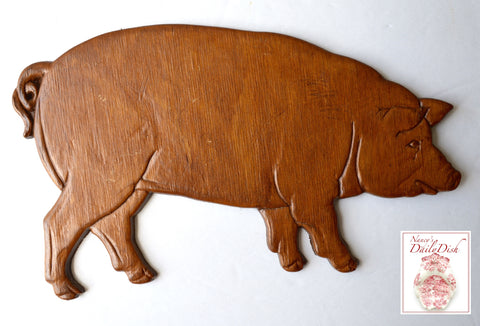 Vintage Carved Wooden Wood Pig / Hog Wall Plaque Sign Farmhouse Cottage Decor