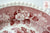 Farmhouse Scenery Grazing Cows / Cattle Red Transferware Plate
