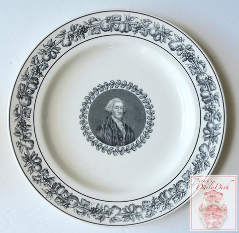 Spode Copeland Black Transferware Historical Charger Portrait Plate George Washington Commemorative Centennial