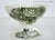 Vintage Green English Transferware Footed Master Salt Cellar Pedestal Roses
