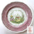Antique Minton Staffordshire Two Color Pink & Green Transferware Plate Circa 1826-35 Urn Flowers
