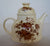 Polychrome Brown Transferware Charlotte Tea Pot Victorian Basket of Roses