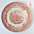 Rare Antique English Red Transferware Charger / Plate Pastoral Grazing Sheep Scrolls Castle