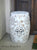 Damask Toile Ceramic English Garden Stool / Seat or Side Table White & Tan