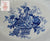 Lg Bountiful Fruit & Flowers Vintage English Blue & White Transferware Platter Basket of Fruits & Flowers