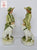 Pair Vintage French or English Country Figurines Boy & Girl w/ Dogs Green Hand Painted