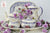 Lg 13" Spode Mayflower Periwinkle Purple  / Lavender Transferware Round Chop Plate Platter w/ Hand Painted Pink Roses