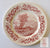 Vintage Red Transferware Plate The Woodcutter Horse & Cart w/ Blackberry Border