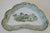 Antique Staffordshire Green Transferware Bone Dish Crescent Plate Grecian Ridgway