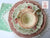 STUNNING circa 1835 Rare Pink Green Two Color Transferware Plate New Stone China Roses Urn