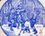 Spode Blue English Transferware Plate Winter Victorian Children & Dog Throwing Snowballs