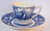 Crown Ducal Colonial Times Blue Transferware Demi Demitasse Cup & Saucer Pilgrims Thanksgiving Mayflower Ship Plymouth Rock