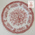 Vintage English Red Toile Pink Transferware 10" Dinner Plate Big Cabbage Roses Daisies