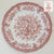 Vintage English Red Toile Pink Transferware 10" Dinner Plate Big Cabbage Roses Daisies