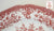 Vintage English Red Toile Pink Transferware 10" Dinner Plate Big Cabbage Roses Daisies