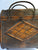 Vintage Wood Carrying Case / Suitcase / Briefcase - Woven Handle - Rattan Bamboo Design