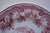 Antique Red Chinoiserie Transferware  Plate Footbridge Pagoda  Flowers Roses