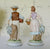 Antique Pair Figurines Boy & Girl w/ Baskets of Flowers Lanterns Birdcages Hand Painted