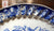 Dutch Masters Blue Transferware Plate Royal Doulton Pomeroy Urn w/ Roses Tulips on Brick Wall