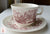 Red Transferware Ironstone Tea Cup & Saucer Farmhouse Old English Crafts Wheel Making