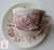 Red Transferware Ironstone Tea Cup & Saucer Farmhouse Old English Crafts Wheel Making