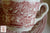 Red Transferware Ironstone Tea Cup & Saucer Farmhouse Horses Pulling Logs for Winter on Farm / Farming Scenery