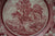 Red English Transferware Plate Coalport Pastoral Pastoral Tudor Farmhouse Cottage Stream Flowers