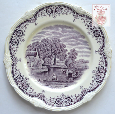 Scenes After Constable Lavender Purple English Transferware Plate The Hay-Wain Horses Farm England