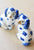 Miniature Pair Blue & White Staffordshire King Cavalier Spaniel Dog Figurines / Salt & Pepper Shakers