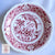 Red Aesthetic Chinoiserie English Transferware Plate Aquila Eagle in Flight Oriental Flowers Woods