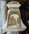 Antique Chocolate Brown & Polychrome English Transferware Lamp - Floral on two sides, Scenic on others