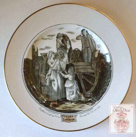 Black Transferware Plate Cries of London Fresh Gathered Peas Young Hastings