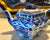 Antique Teapot Copeland Spode Foo Dog / Dragon Burns Auld Lang Syne Blue Transferware