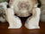 Vintage Pair Blue & White English Roses Staffordshire Dogs Spaniel Dog Figurines