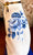 HTF Blue Chintz Roses English Transferware Staffordshire Mantle Cat w/ Bows RARE