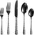 Animal / Cheetah / Leopard Flatware Service for 8 - 40 piece set - Black Stainless Cutlery