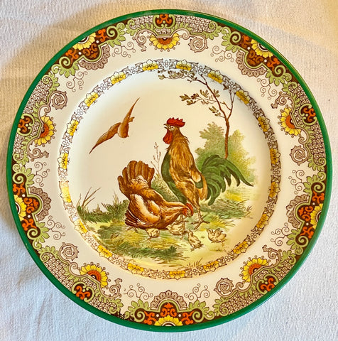 Antique Victorian Wedgwood Transferware Plate 🐓 Roosters 🐥 Chickens