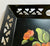 Vintage Black Handled Reticulated Hand Painted  metal Toleware Tray