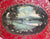 Vintage English Tole Toleware Red Tray Flock of Sheep Scene Derwent River Chatsworth House