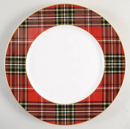 Tartan Plaid Red & Green Christmas Dinner Plates Set of 4 NEW 222 Fifth Wexford