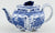 Antique Teapot Copeland Spode Foo Dog / Dragon Burns Auld Lang Syne Blue Transferware