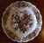 Brown Plate with Gold Red Green Polychrome Transferware Victorian Basket of Roses
