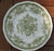 Old Olive / Sage Green Transferware Plate Roses Bird Butterfly