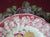 Vintage Red Transferware Polychrome Dual Handled Cream Soup Bowl and Plate Royal Doulton Pomeroy Urn with Flowers