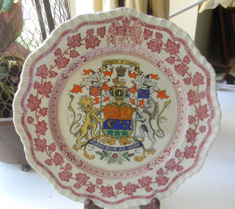 Red and Black Clobbered Two Color Transferware Dominion of Canada